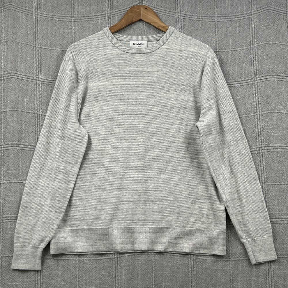 Goodfellow & Co Men's Large Gray Sweater 100% Cotton Layering Crewneck Pullover
